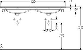 Geberit Möbel-DWT RENOVA PLAN 1300x480mm m Hahnloch mit Überlauf weiß