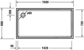 Duravit Rechteck-Duschwanne STARCK SLIML mit Antislip 1500x800x60mm weiß