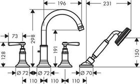 4-Loch Fliesenrandarmatur AXOR MONTREUX DN 15 m Hebelgr. stainless steel optic