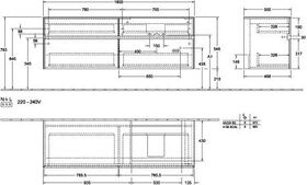 V&B Waschtischunterschrank COLLARO 160x54,8x50cm WT re m LED-B. Arizona Oak