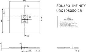 V&B Duschwanne SQUARO INFINITY R-eck1000x800x40mm anthrazit