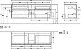 V&B Waschtischunterschrank COLLARO 160x54,8x50cm WT mttg m LED-B. Soft Grey