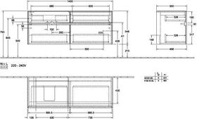 V&B Waschtischunterschrank COLLARO 140x54,8x50cm WT li m LED-B. Truffle gr