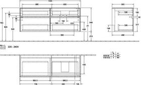 V&B Waschtischunterschrank COLLARO 140x54,8x50cm WT re m LED-B. Truffle gr