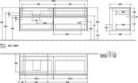 V&B Waschtischunterschrank COLLARO 160x54,8x50cm WT li m LED-B. White Matt