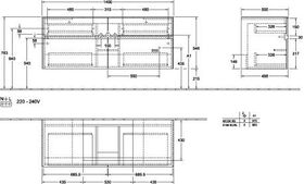 V&B Waschtischunterschrank COLLARO 140x54,8x50cm WT mttg m LED-B. No Oak