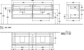 V&B Waschtischunterschrank COLLARO 160x54,8x50cm m LED-B. White Matt