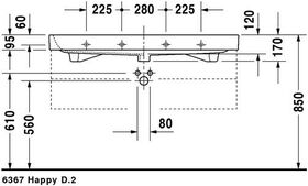 Duravit Möbelwaschtisch HAPPY D.2 m ÜL HLB 1200x505mm ohne Hahnloch weiß