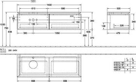 V&B Waschtischunterschrank LEGATO 1400x380x500mm m Be Glossy White