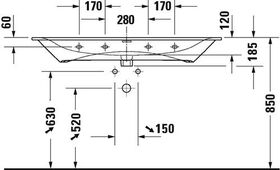 Duravit Waschtisch VIU 1230x490mm m ÜL m HLB 3 Hahnlöcher weiß