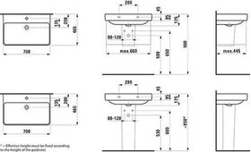 Laufen Waschtisch LAUFEN PRO S Spezialausf o ÜL o HL 700x465mm weiß LCC