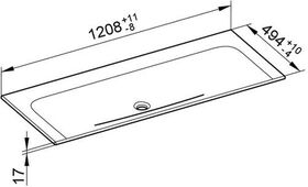 Keuco Keramik-Waschtisch X-LINE 1208x17x494mm o HL-boh we