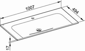 Keuco Keramik-Waschtisch X-LINE 1007x17x494mm m 1L-Boh we