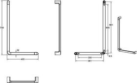 V&B Wandhaltegriff ViCare Design verchr, reversibel, 90Grad 700x400mm