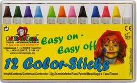 Karnevalsschminke Color-Sticks 12 Stück