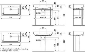 Laufen Waschtisch LAUFEN PRO S 850x460mm m Überlauf ohne Hahnloch weiß