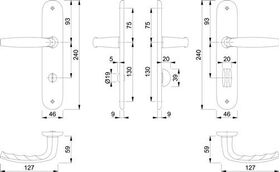 Langschildgarnitur Atlanta 1530/273P Alu.F1 SK/OL 78mm DIN L/R HOPPE