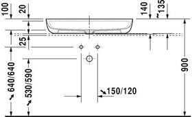 Duravit Aufsatzbecken LUV o ÜL m HLB 800x400mm 1 HL we sdm WG