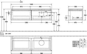 V&B Waschtischunterschrank LEGATO 1400x380x500mm m Be Glossy White