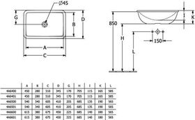 V&B Einbauwaschtisch LOOP & FRIENDS o ÜL rechteckig 675x450mm we C+