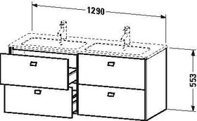 Duravit Waschtischunterbau BRIOSO 553x1290x479mm Griffe Frontfarbe grap ma