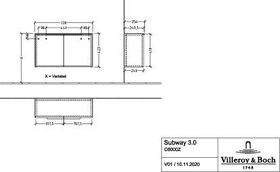 V&B Sideboard SUBWAY 3.0 805x423x256mm Gri Alu glänz. Br White