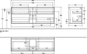 V&B Waschtischunterschrank FINION 1600x603x501mm AP Gl bl ma gls wh lacq.