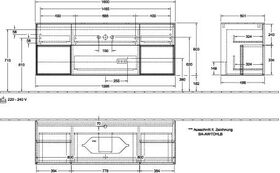 V&B Waschtischunterschrank FINION 1600x603x501mm Regalele. glos. wh bl ma