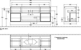 V&B Waschtischunterschrank FINION 1600x603x501mm Regal anthr. ma glos. wh