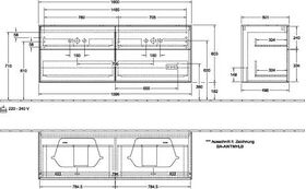 V&B Waschtischunterschrank FINION 1600x603x501mm AP Glas wh ma wh ma lacq.