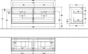 V&B Waschtischunterschrank FINION 1600x603x501mm AP Glas wh ma bl ma lacq.