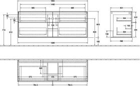 V&B Waschtischunterschrank FINION 1600x603x501mm AP Glas bl ma wh ma lacq.