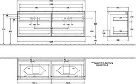 V&B Waschtischunterschrank FINION 1600x603x501mm Abdpl Glas bl Matt Peony