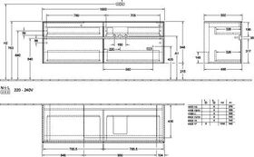 V&B Waschtischunterschrank COLLARO 1600x548x500mm m LED-B. bl Matt Lacquer