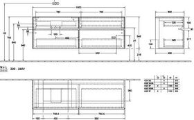 V&B Waschtischunterschrank COLLARO 160x54,8x50cm WT li m LED-B. White Matt