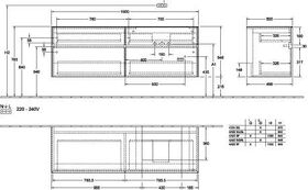 V&B Waschtischunterschrank COLLARO 160x54,8x50cm WT re m LED-B. Truffle gr