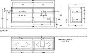 V&B Waschtischunterschrank FINION 1600x603x501mm Abdpl Glas wh ma Wln ven