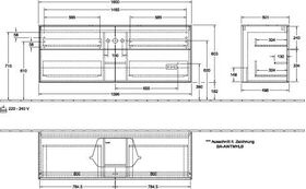 V&B Waschtischunterschrank FINION 1600x603x501mm AP Glas bl ma anthr. ma