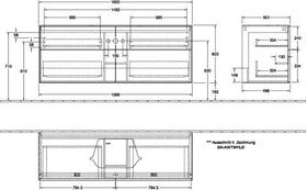 V&B Waschtischunterschrank FINION 1600x603x501mm AP Glas bl ma bl ma lacq.