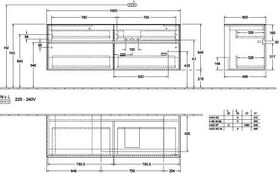 V&B Waschtischunterschrank COLLARO 1600x548x500mm m LED-B. Nordic Oak