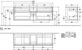 V&B Waschtischunterschrank COLLARO 1600x548x500mm m LED-B. bl Matt Lacquer