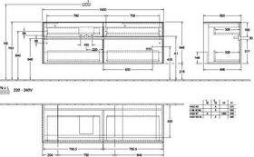 V&B Waschtischunterschrank COLLARO 160x54,8x50cm WT li m LED-B. bl ma lacq.