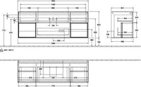 V&B Waschtischunterschrank FINION 1600x603x501mm Regalele. Peo Wln Veneer