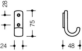 Garderobenhaken 477.90.060 einfach A.48mm PA reinweiß 99 H.75mm HEWI