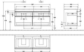 V&B Waschtischunterschrank VENTICELLO 1257x606x502mm Griff chr Glossy White