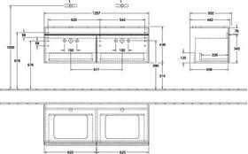 V&B Waschtischunterschrank VENTICELLO 1257x436x502mm Griff Copper Glossy White