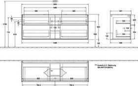 V&B Waschtischunterschrank FINION 1600x603x501mm AP Glas bl ma anthr. ma