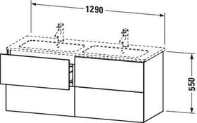 Duravit Waschtischunterbau L-CUBE 1290x481mm 4 Sk we hgl La ES Ah beids