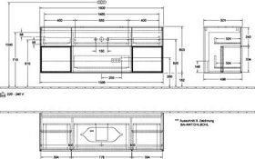 V&B Waschtischunterschrank FINION 1600x603x501mm Regalele. bl ma glos. wh