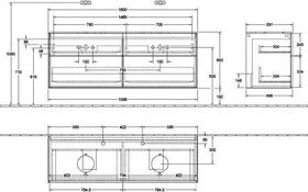 V&B Waschtischunterschrank FINION 1600x603x501mm AP Gl bl ma gls wh lacq.